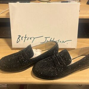 Betsey Johnson Aron black sparkle loafers - NEW